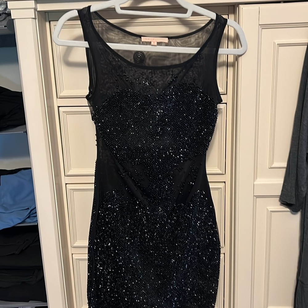 Elegant Black beaded dress sz Med